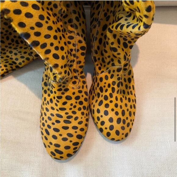 NWOT AGL Leopard Print Calf Skin Over The Knee Boots - Picture 7 of 11